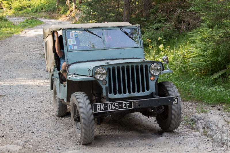 Jeep climbing on the path