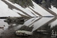 Snow on lakeside