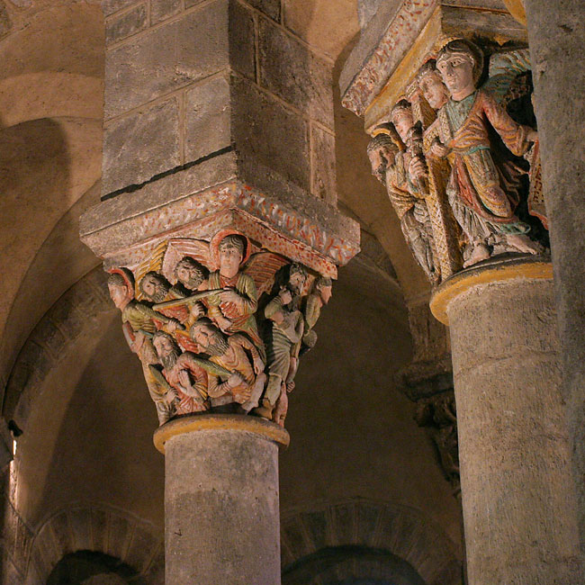 Saint Nectaire church pillar tops