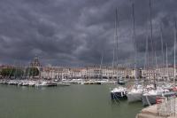 La Rochelle under dark clouds