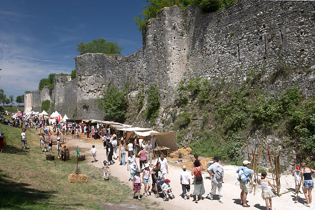 Provins city walls and moat during the medieval festival