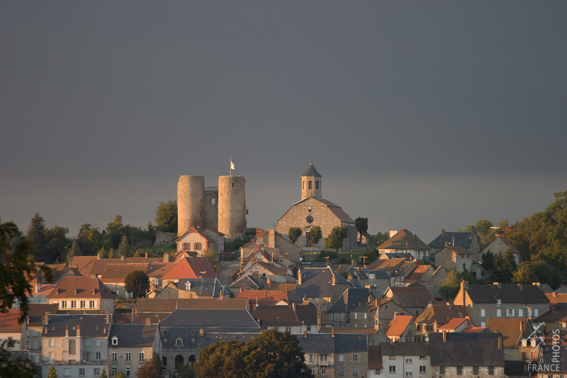 The twin towers and village of Crocq