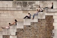 Resting on stairs