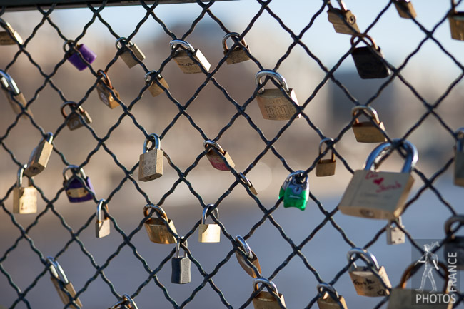 Love padlocks on the bridge of arts