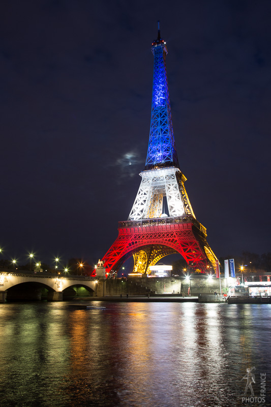 Eiffel tower in blue white and red
