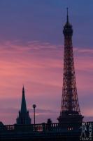 Eiffel tower on a pink sunset