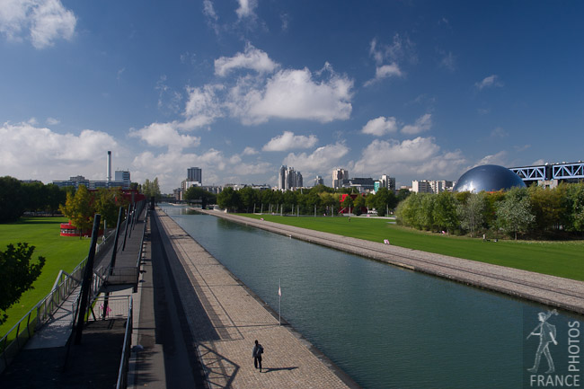 Lonely walker in La Villette