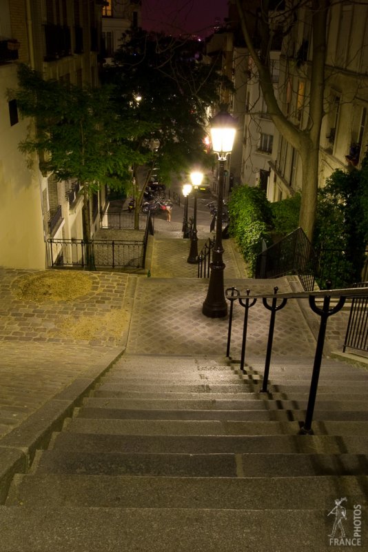 Montmartre stairs at night