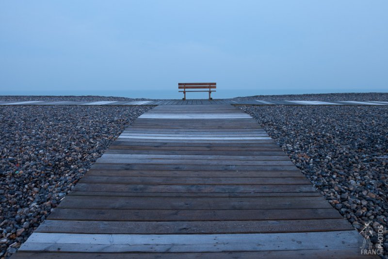 Frosty beach boardwalk