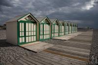 Beach cabins in the sunlight